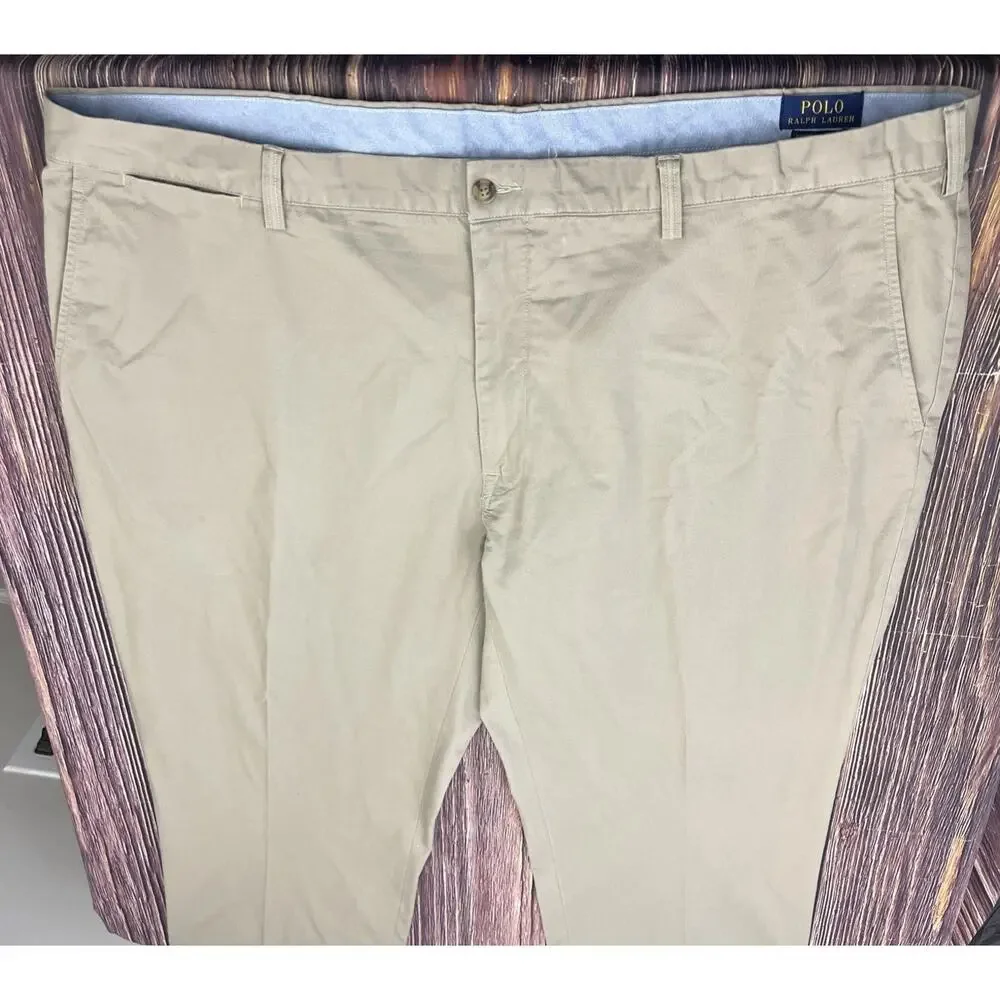 Polo Ralph Lauren Chino Beige Stretch Pants Mens Size 46x32 (Actual 47x32)